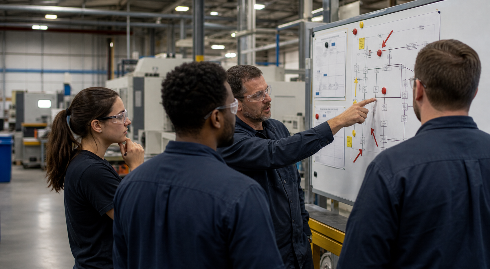 Manufacturing Operations leaders reviewing the operating pressure point